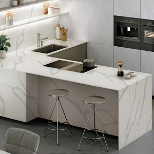  プロジェクト用の非シリカ ブック マッチ カラカッタ グレーの葉脈のある白い水晶石のスラブ