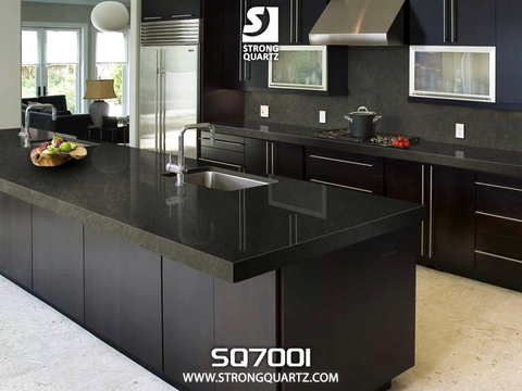 Tocador de alta calidad con dise&ntilde;o de cuarzo con apariencia de m&aacute;rmol y dise&ntilde;o gris para proyecto