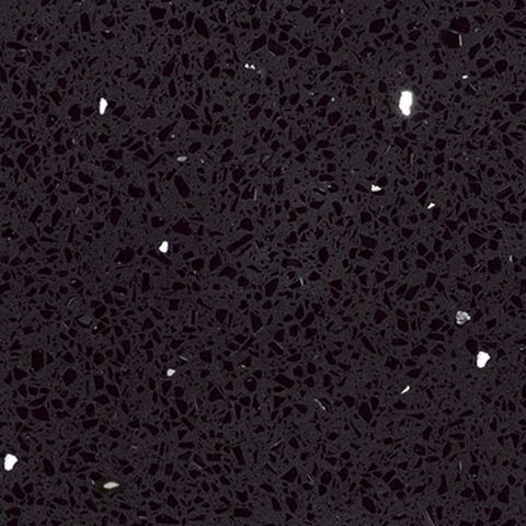 Losa de piedra de cuarzo artificial negra brillante de China Guangdong 3000X1400 mm para encimeras de cocina 