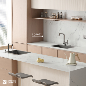 خالية من السيليكا Bookmatch كالاكاتا حجر الكوارتز الاصطناعي الأبيض لكونترتوب المطبخ