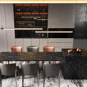  لوح كوارتز أسود كالكوتا غير سيليكا مع عروق هندسية